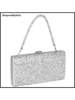 Rhinestone Envelope Clutch Evening Bag PU Leather Removable Chain